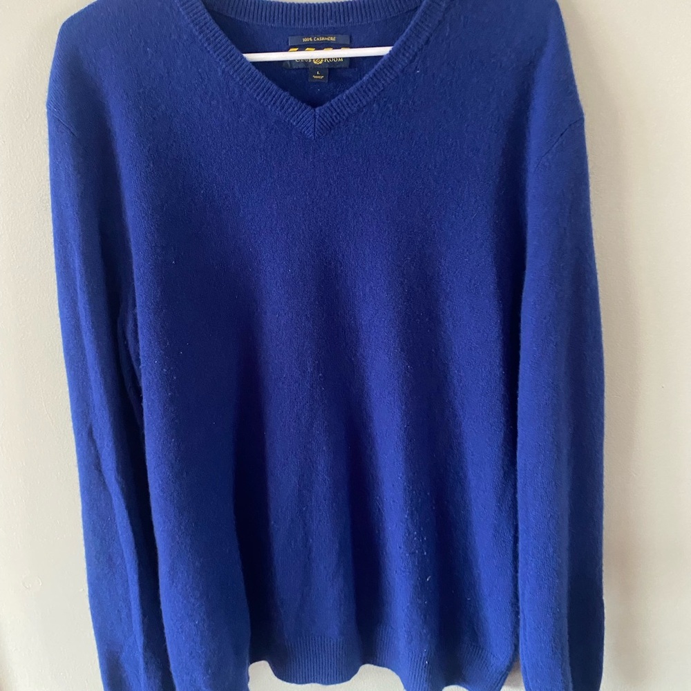 Set of 2 Club Room V-Neck 100% cashmere Sweaters sz L blue - Picture 6 of 11